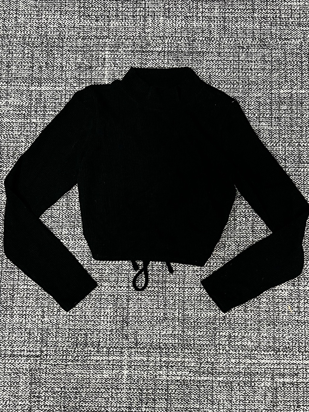 Madewell Black Cropped Drawstring Turtleneck Sweater